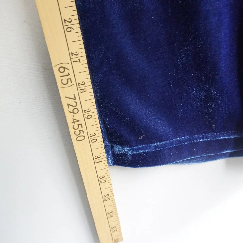 VTG City Hearts Blue Velvet Pant Set Long Sleeve Top‎ Matching Set Mature Party - Picture 13 of 14